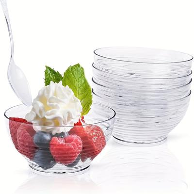 20 шт. Мини-мисочки для десерта с ложками, прозрачные пластиковые миски для закусок для встреч, вечеринок, Нового года, свадьбы, помолвки, Дня святого Валентина