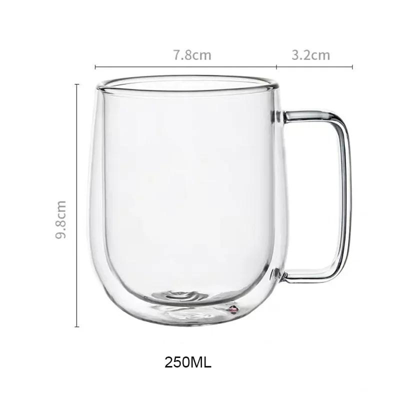 Egg-shaped Transparent Double Wall Glass Cup High Temperature with Handle Set Household Juice Milk Coffee Mugs Drinking Glasses