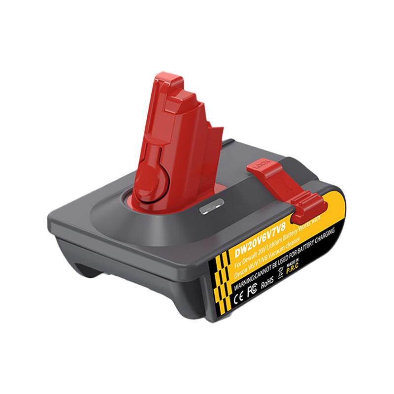 3-в-1 Адаптер-переходник DW20V6V7V8 для аккумулятора DeWalt 20V, конвертирующий его для пылесоса Dyson V6/V7/V8, с зажимными клипсами для пылесоса