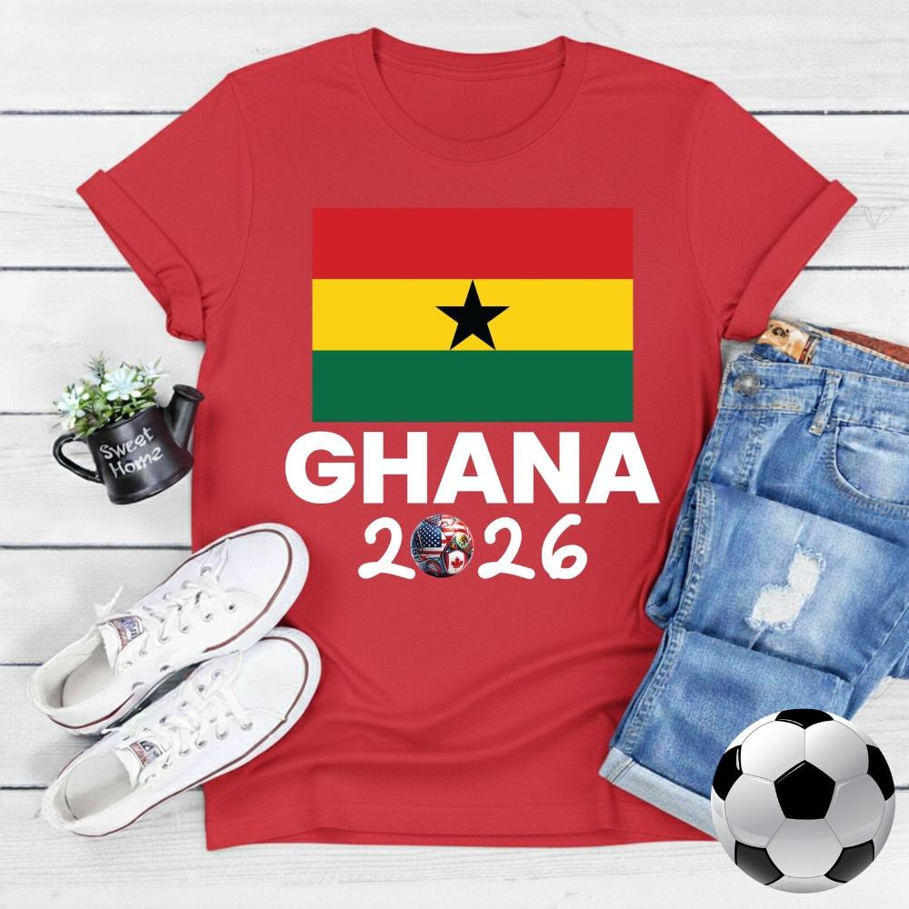 Ghana 2026 Flag TShirt Patriotic Supporter Tee Men Women Summer Fashion Crewneck Cotton Tops Soccer Part Supplies Clothing