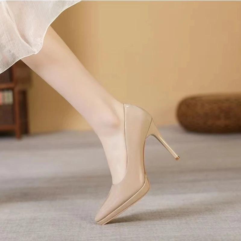 Осенние новые изящные туфли на высоком каблуке для женщин, модные туфли с заостренным носком и мелким носком, высокие каблуки