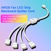Motherboard Splitter Cable 5V 3Pin 1 To 4 4-Way Long White Black Professional ARGB Fan LED Strip Mainboard Extension Cord Computer Accessories