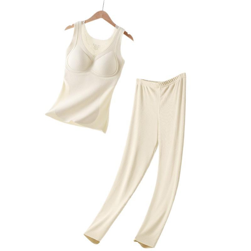 Lace Tila Cashmere Silk Vest: Brushed, Heat-Retaining Warm Fleece with Chest Pads for Women – Perfect for Autumn and Winter