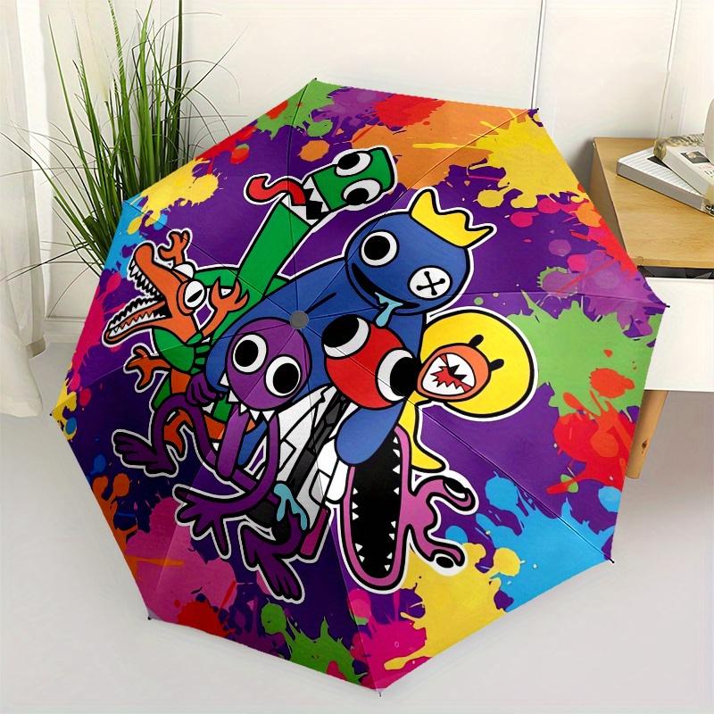 Cartoon Characters,Splash Art Automatic Folding Umbrella Simple 8 Rib Design, Bright Cartoon Pattern, Durable Iron Frame, Suitable For Trav