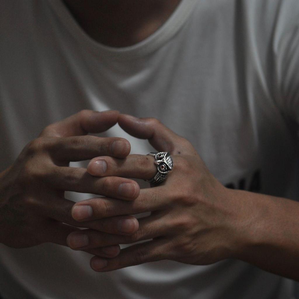 Retro Owl Adjustable Silver Ring - Unisex, Cute Animal Design