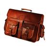 Vintage Briefcase Goat Leather Messenger Real Satchel Bag Brown Genuine Laptop