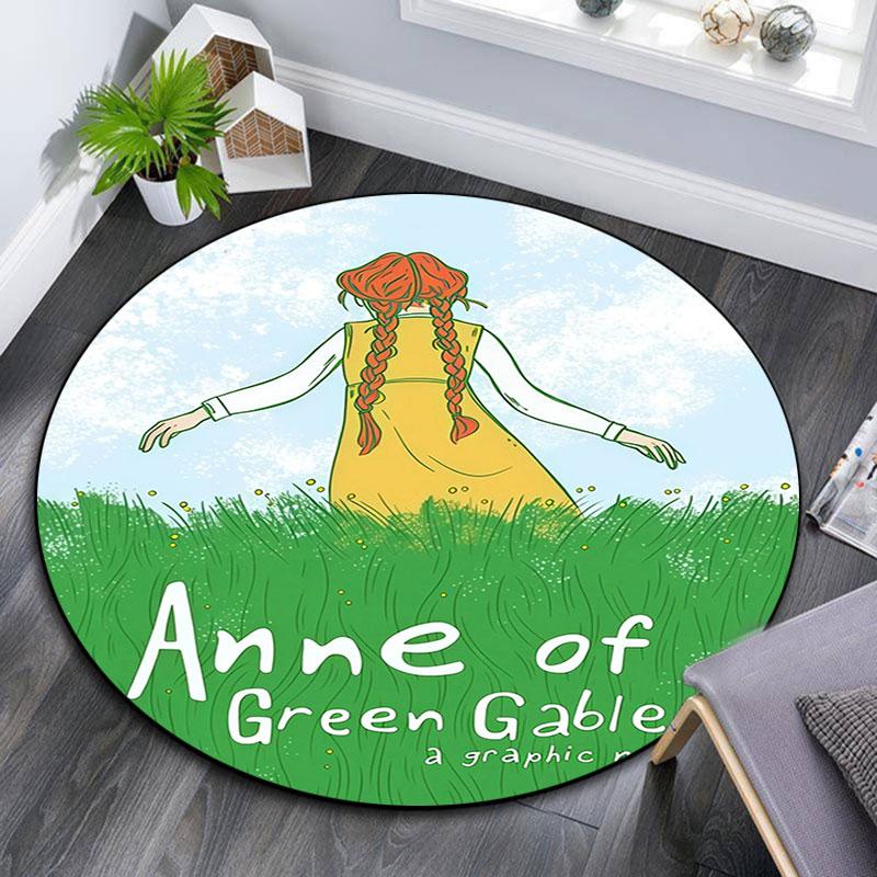 Anne of Green Gables Art pattern round rug,Carpet Rug for Living Room Bedroom Playroom ,Non-slip Floor Mat,Holiday Gifts and Birthday Gifts.