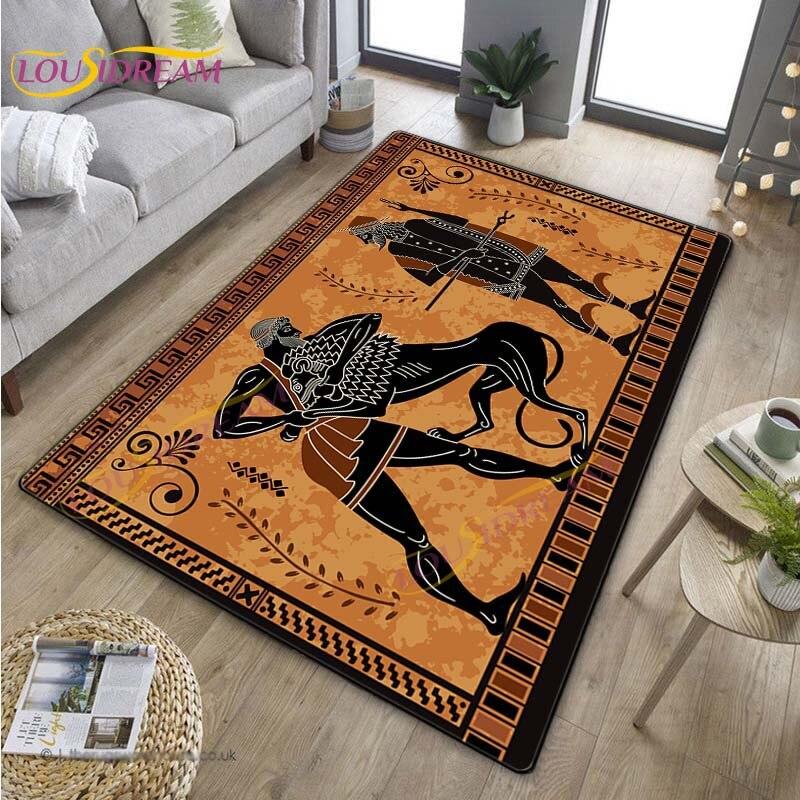 3D Египетский ковер «Древний всадник», греческий ковер, ковер Древнего Египта для гостиной, спальни, кухни, греческий домашний декор, нескользящий напольный коврик