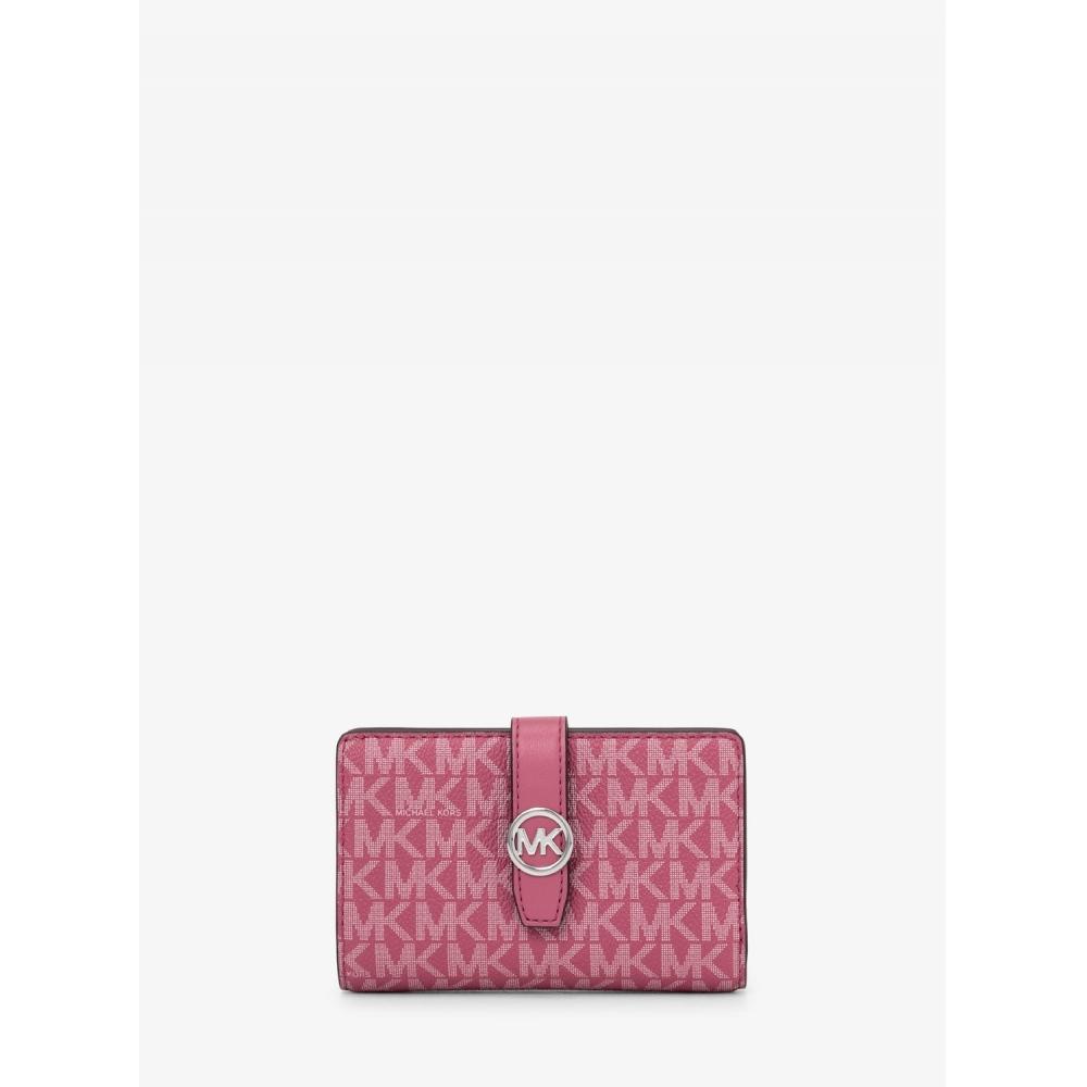 Michael Kors Кошелек Greenwich с молнией по периметру, средний, сsignature-принтом MK, 35f5sgrf6v653, цвет Rosewood