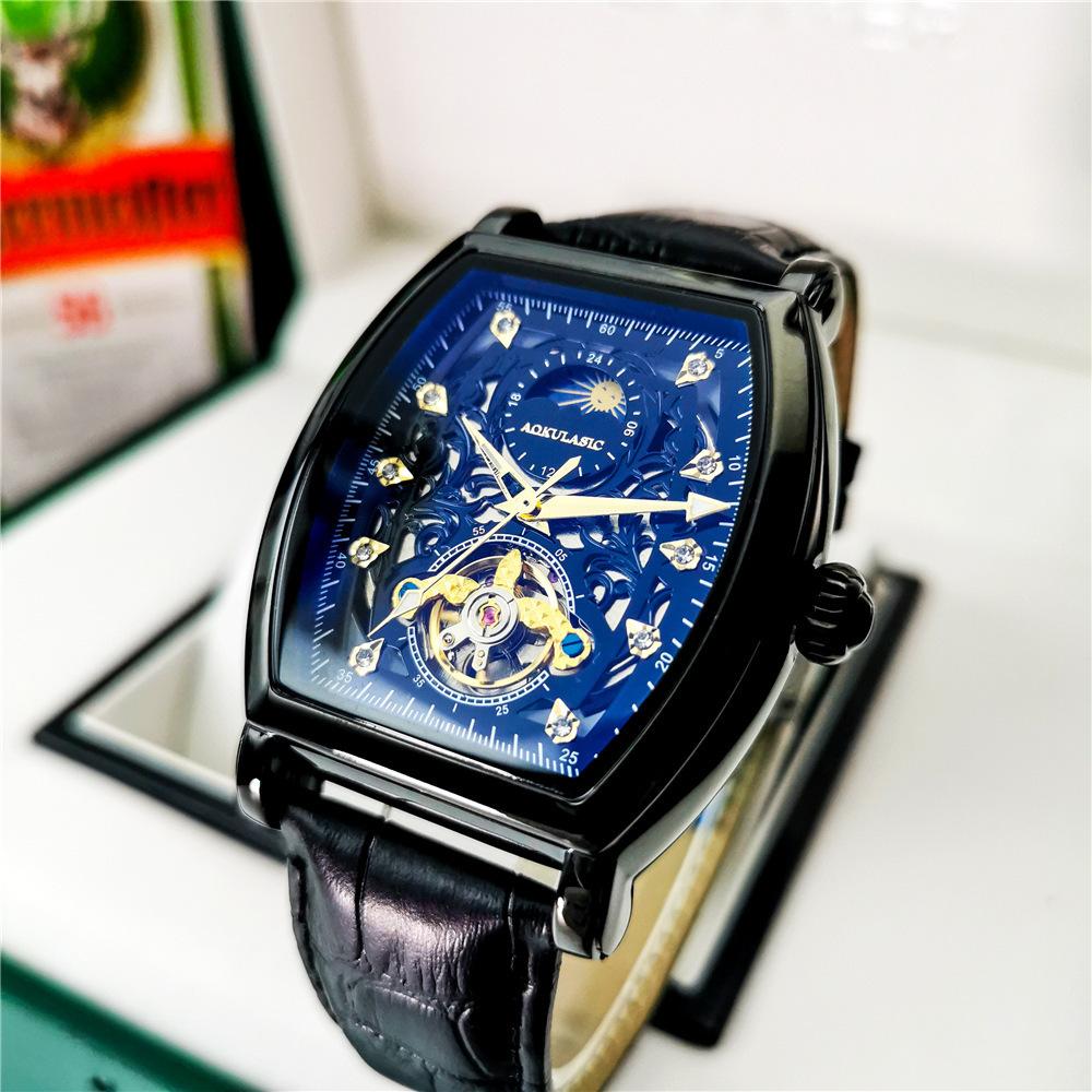 Men's Fully Automatic Mechanical Watch Rhinestone Fashion Men's Watch Butterfly Buckle Watch