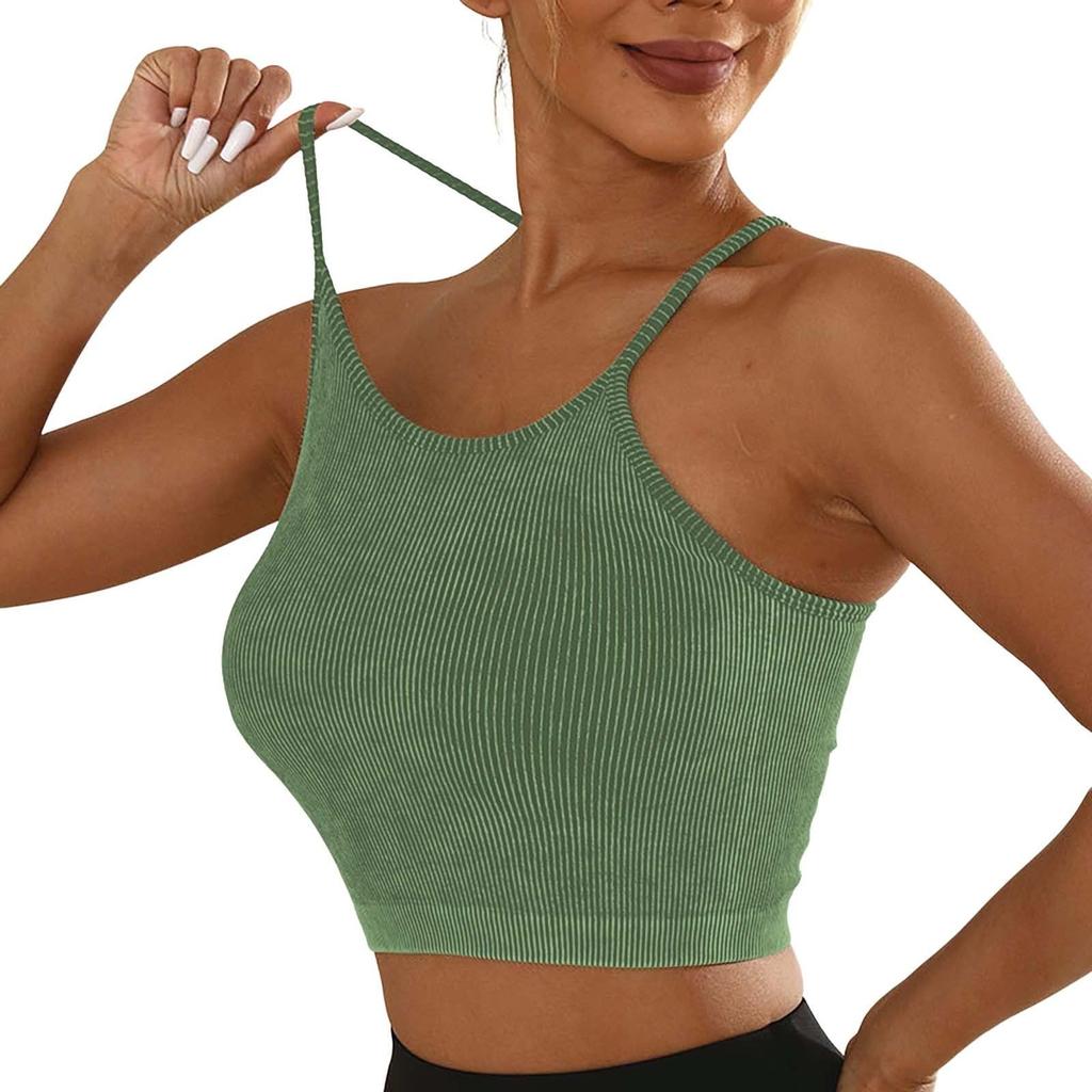 Женские однотонные спагетти с тонкой лямкой Racerback для тренировок, йоги, тренажерного зала, фитнеса, спортивные топы