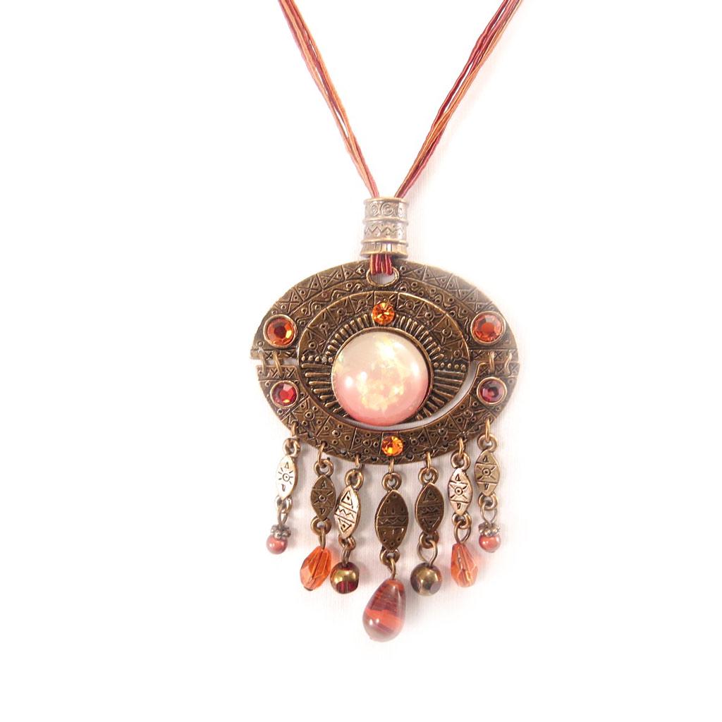 Les Trésors De Lily [D3405] - Designer Necklace 'Matahari' Red / Copper