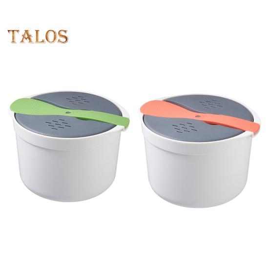 1 Set Microwave Rice Cooker Double Layer Storing Plastic Practical Portable Steaming Pot Lunch Box with Spoon Kitchen Cookware