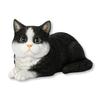 Ubia Lying Down Tabby Cat, Black and White, 17 X 10.5 X 9.8 Cm, Doll Figurine, Animal Ornament, Garden Decoration, Realistic, Cute, Cat, H24178-3
