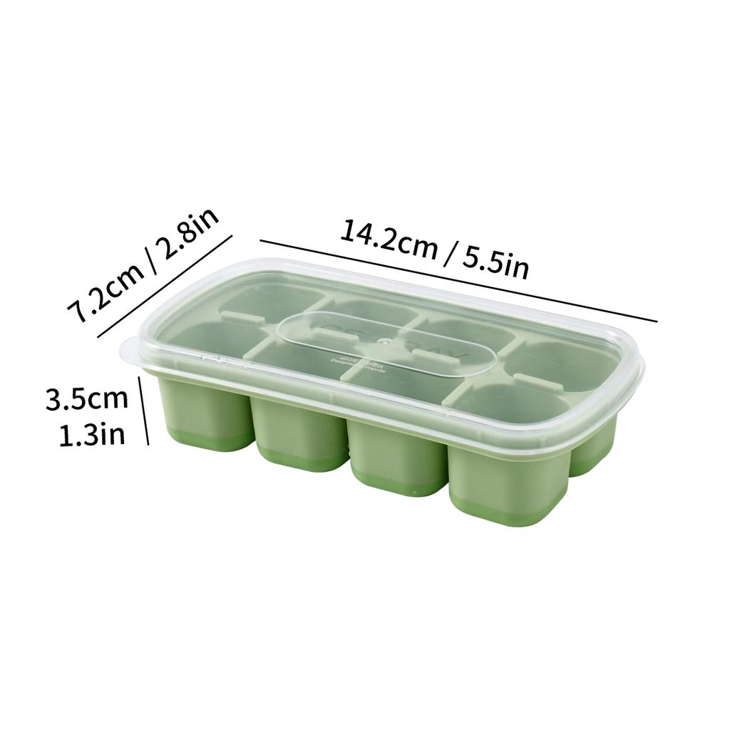Ice Cube Tray With Lid Refrigerator Silicone Ice Mold Reusable 8 Grids Ice Cube Maker Kitchen Accessories Ice Cube Box