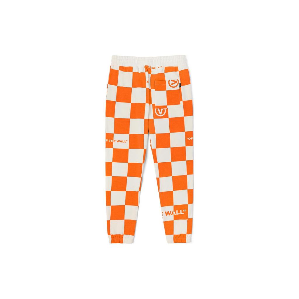 Vans Logo Checkerboard Print Cuffed Drawstring Casual Pants Unisex Pants Orange VN00091ABSW