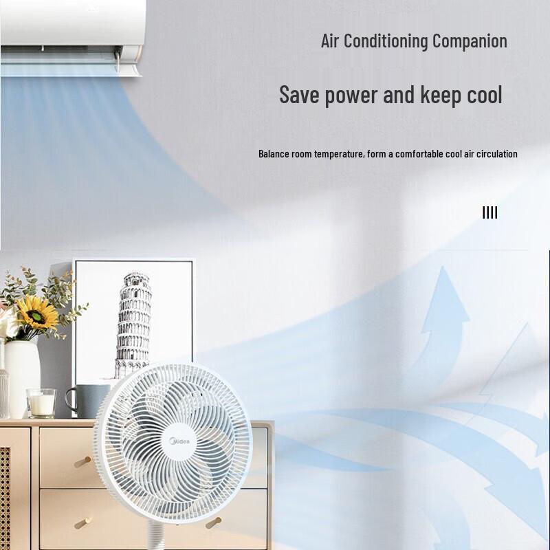 Midea 12-inch 7-Blade Dual-Use Pedestal Fan CN plug (adapter included)