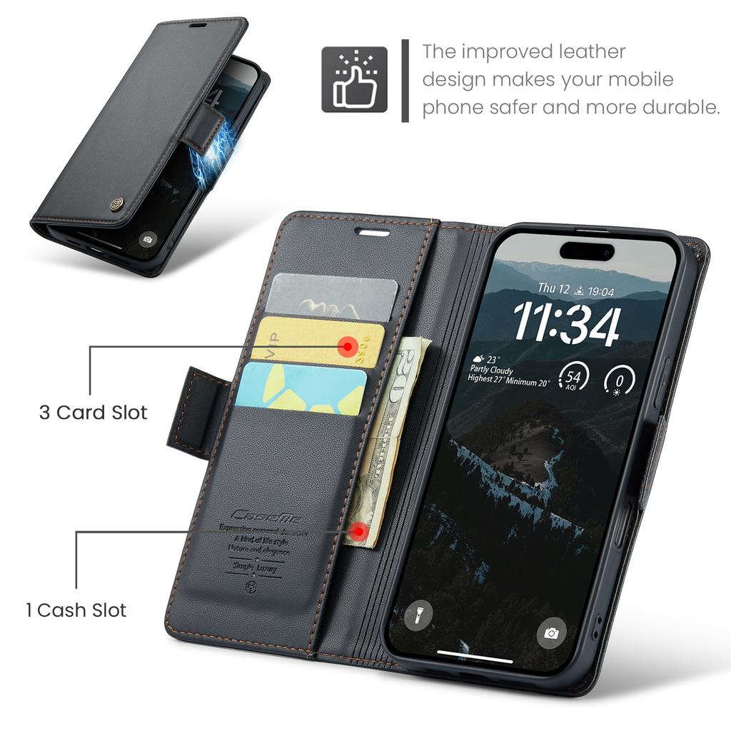 Для iPhone 17 Чехол CASEME Серия 023 Блокировка RFID Глянцевая Подставка Чехол для телефона