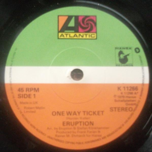 7-дюймовая пластинка ERUPTION - One Way Ticket K11266 Atlantic, Hansa 1979 Великобритания Соул/Фанк Б/У