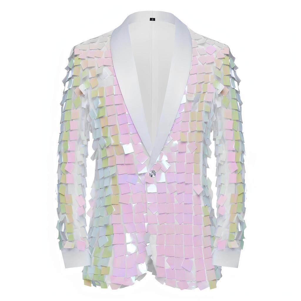 Мужской роскошный пиджак с пайетками и кисточками, сценический костюм для певца