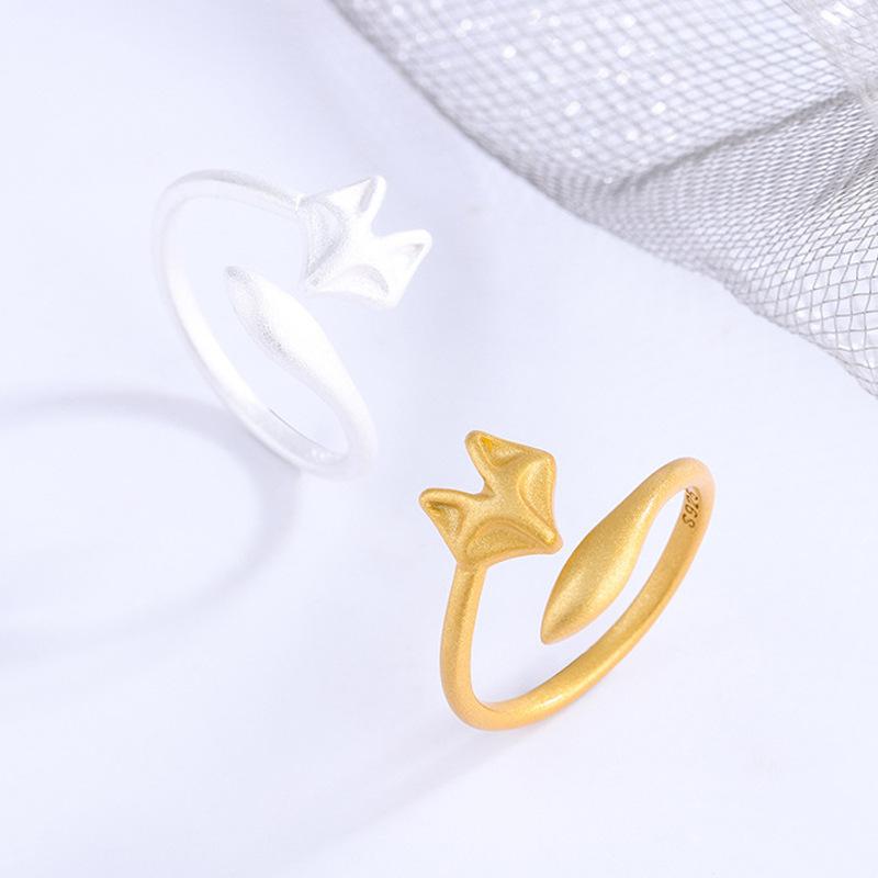 Серебряное кольцо 925 пробы, лиса, животное, открытое, неправильной формы, милое, для девушки, подарок, простое, модный дизайн, украшение