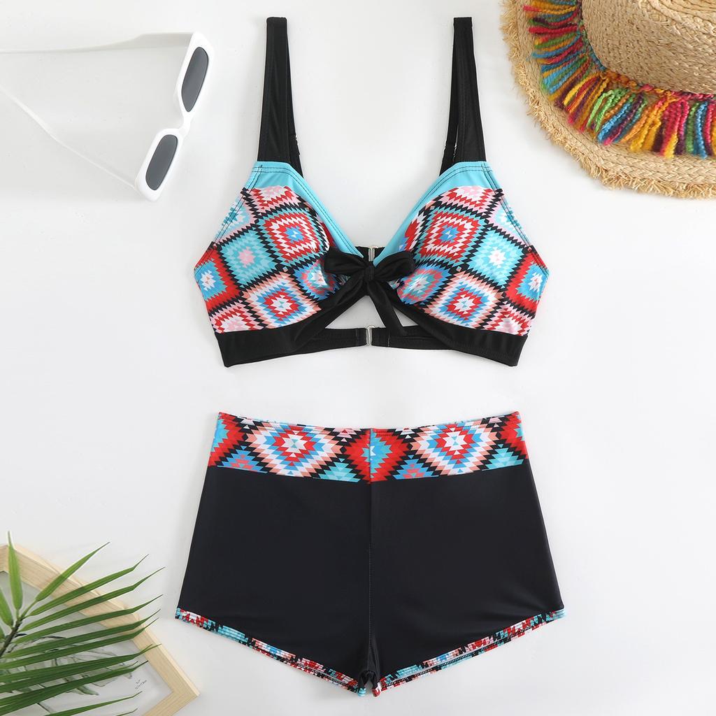Women's Split Fashion Sexy Bikini Print With Breast Pad Without Steel Bracket Swimsuit