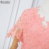 ZANZEA Женское повседневное кружевное платье-футляр с коротким рукавом в стиле пэчворк с вязанным крючком кружевом