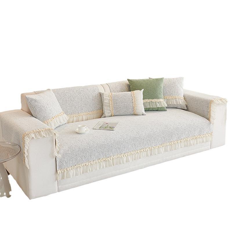 Cream Style Sofa Cushion Four Seasons Universal French Skirt Sofa Cover Simple Non-Slip Chenille Seat Cushion Cover Towel