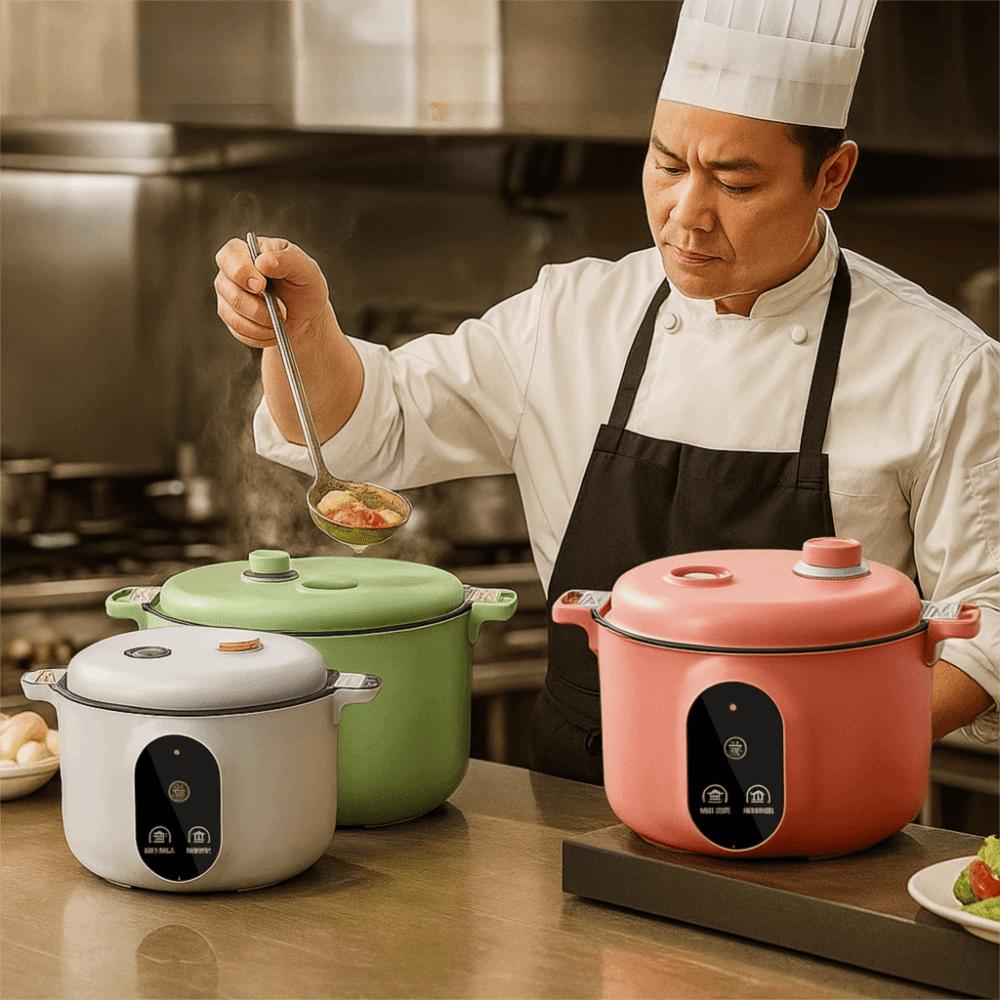 Легкая 20-см микро-скороварка с антипригарным покрытием, быстронагревающаяся, рисоварка 2 л, суповарка-тушилка с защитой от перелива, для студенческого общежития