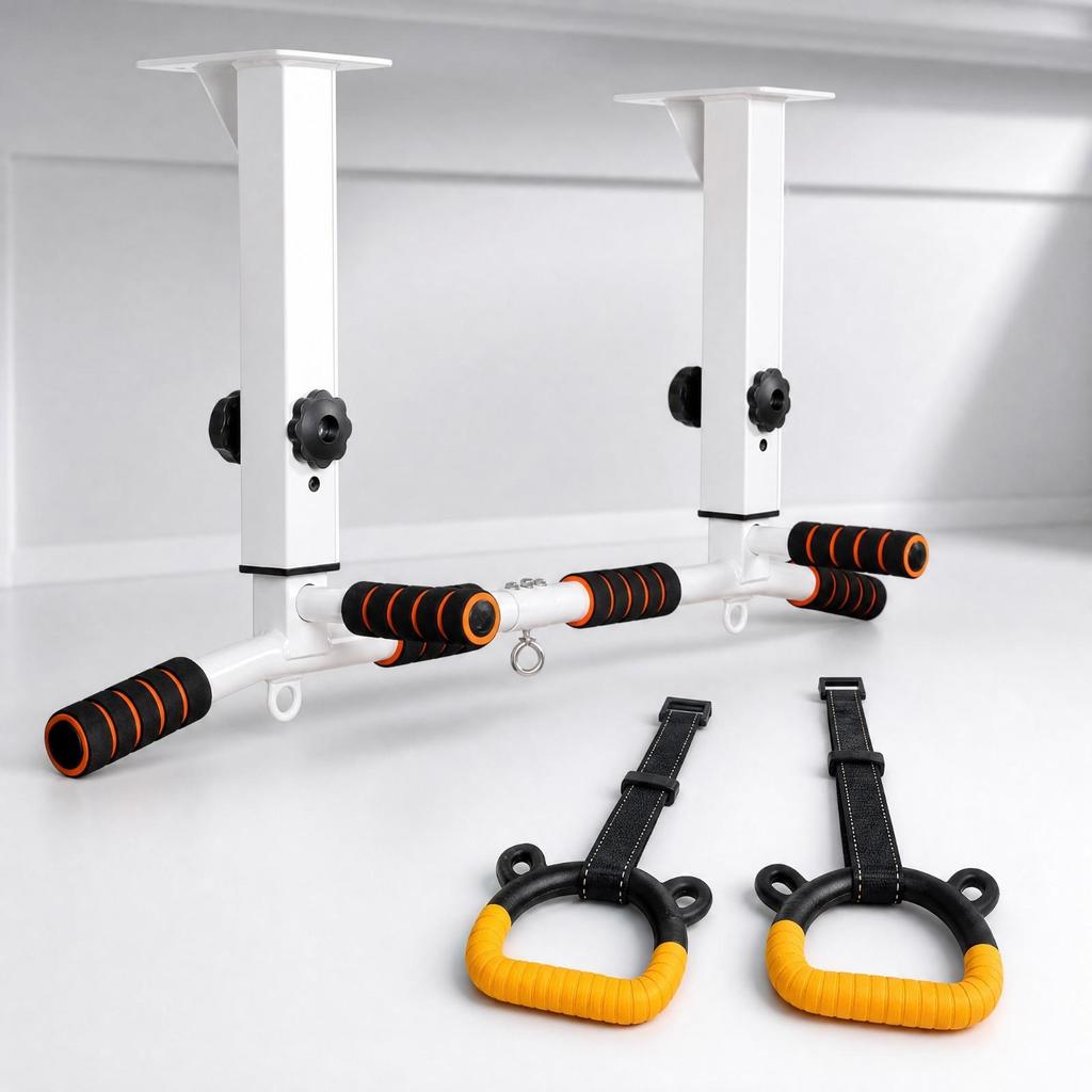 Adjustable Ceiling Pull-up Bar with Padded Grips Multifunctional Ceiling-Mounted