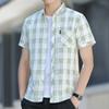 Новая летняя мужская рубашка с короткими рукавами и карманами, трендовая повседневная рубашка без железа, мужская клетчатая рубашка в дюйм, прилив