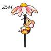 Metal Plant Inserts Colorful Planter Insert Stake, Double-Sided, Flower Pot Decor Yard Stakes Insect Animal Stake for Pots Bed Decoration Garden