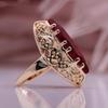 Exquisite Women Rings Rose Gold Color Hollow Rings Horse Eye Red Artificial Zircon Unique Birthday Party Gift