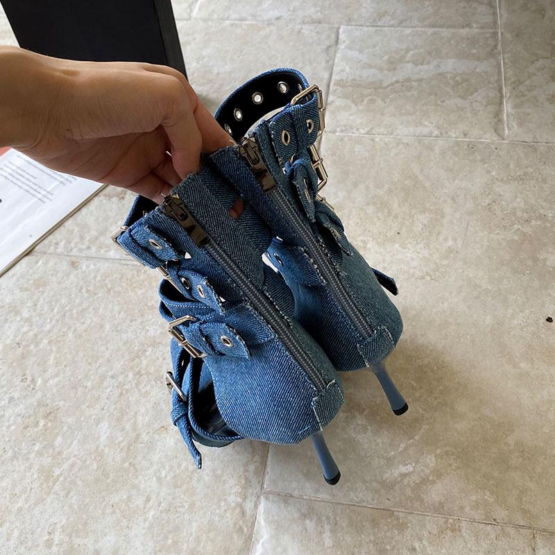 Fashion Fashion Open Toe Modern Women Ankle Boots With Thin Heels Shoes Female Ankle Buckle Footwear Ladies Heeled Sandals Booties Shoes