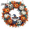 Clear Pattern Ornament Fall Pumpkin Sunflower Wreath Hanging Decor, Acrylic Hand Painted Elegant Holiday Window Ornament, Thanksgiving