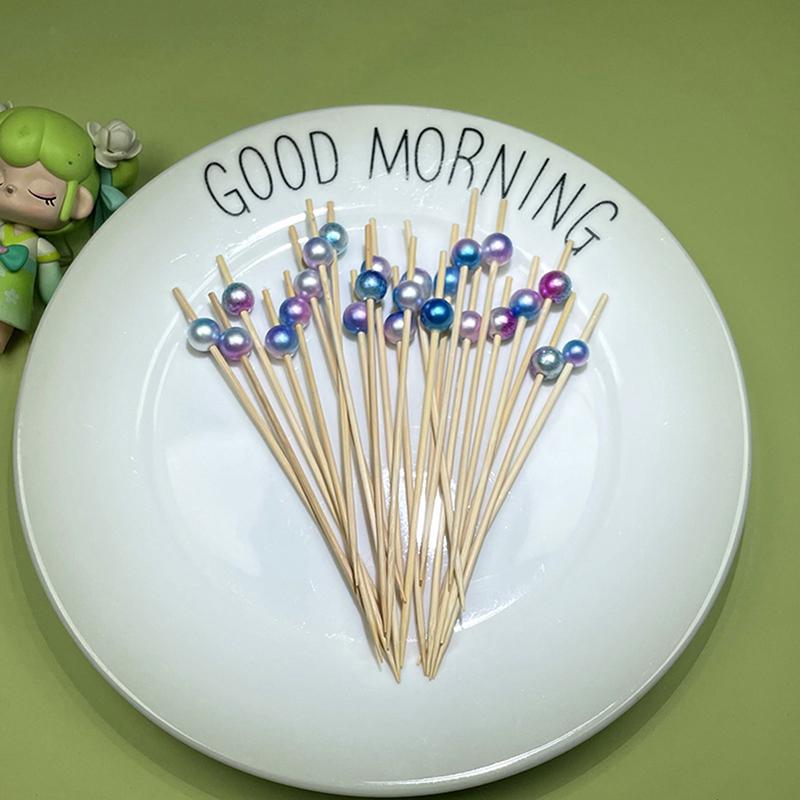 100 шт. Декоративные палочки для коктейлей, жемчужные бамбуковые палочки для еды, шпажки для закусок на день рождения, свадьбу, вечеринку