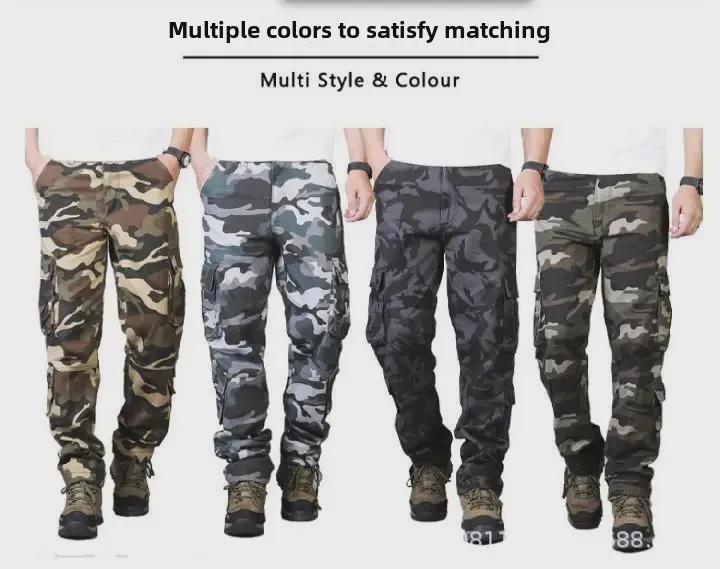 Мужские сверхпрочные хлопковые брюки камуфляжной расцветки – Прочные, износостойкие, повседневные комбинезоны в военном стиле больших размеров.