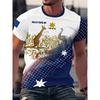 Summer Round Neck 3D Australia Flag Graphic Print Top Fashionable Casual Short Sleeved Men's T-shirts