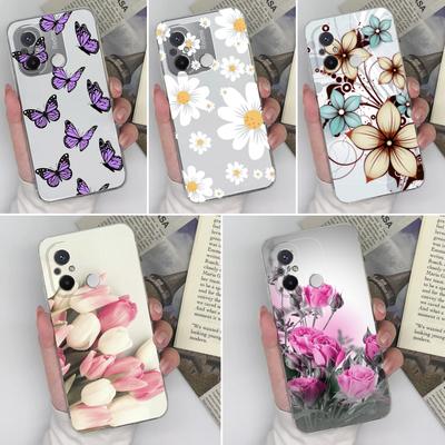 Для Xiaomi Redmi A1 A2 Plus Note 12 11 10 8 Pro Redmi 12C 10C 9A чехол для телефона милый цветок бабочки мягкий силиконовый супер ударопрочный прозрачный чехол для Redmi