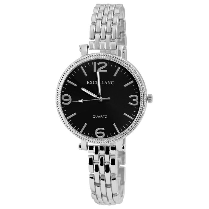 Montre - EXCELLANC - Excellanc Femme Argent - 38 mm - Bracelet métal 12 mm - Cadran noir quartz