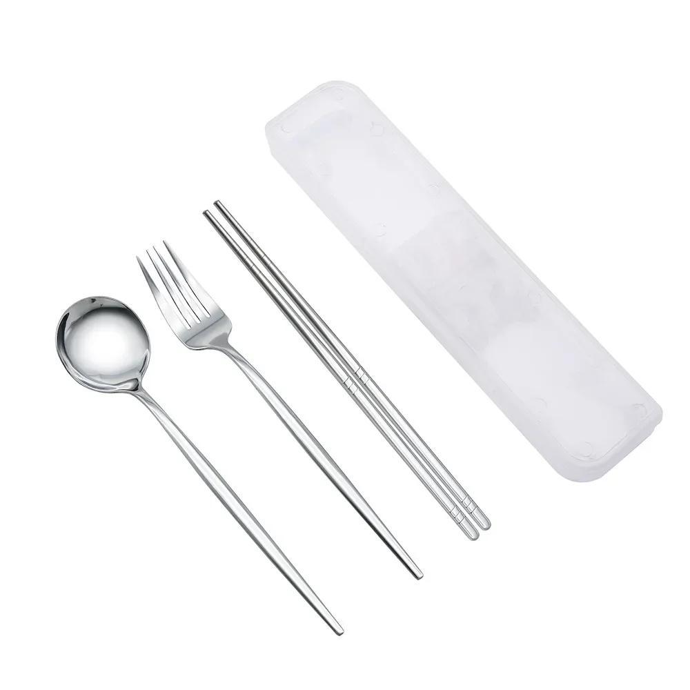 Spoon Fork Chopsticks Set Storage Box Tableware Coffee Snacks Fruit Dessert Portable Spoon Fork Chopstick Set Stainless Steel