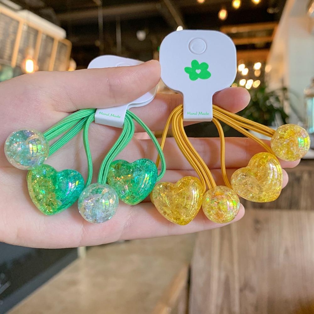 Gradient Elastic Hair Band Crack Heart Hair Ties New Ponytail Holder for Girl