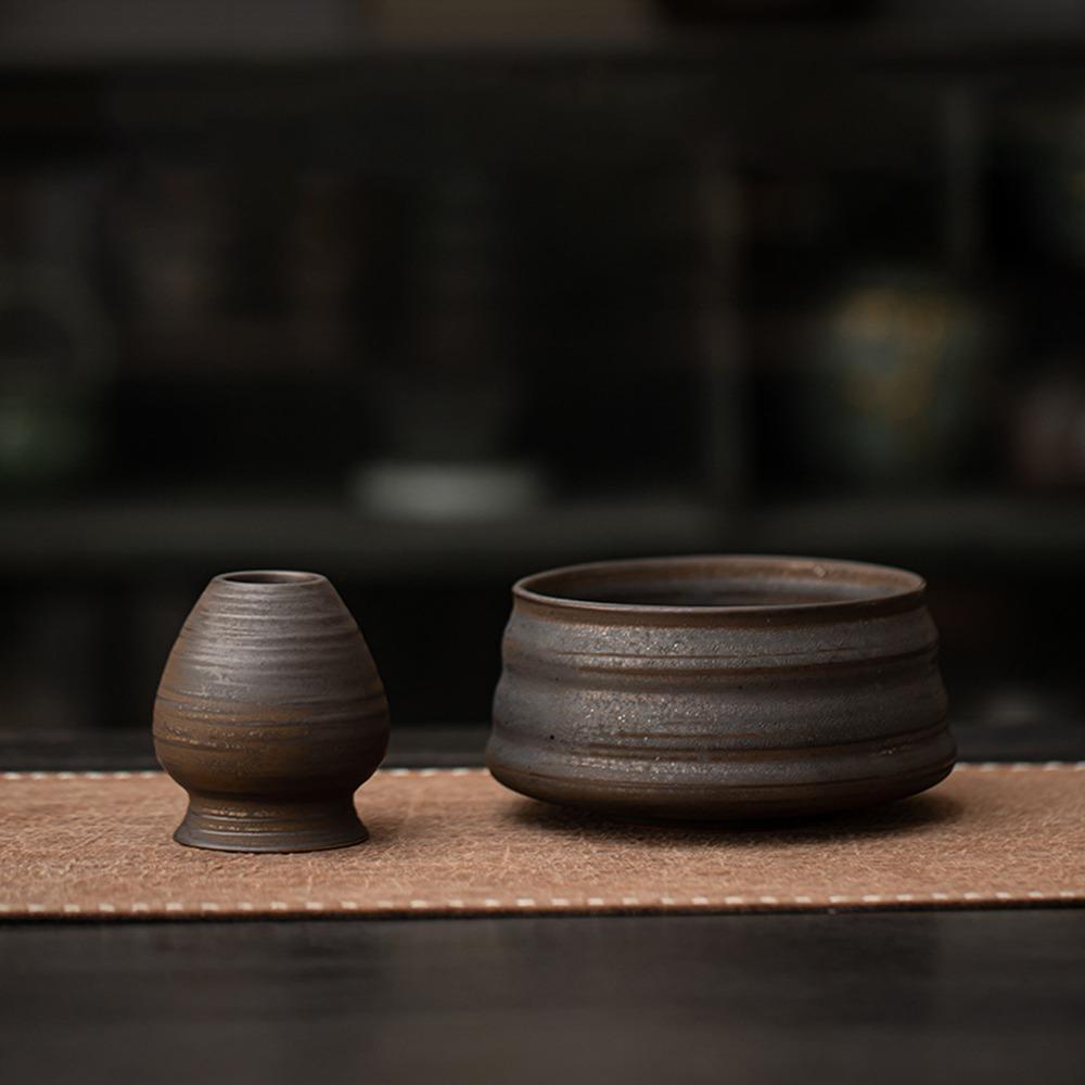 2PCS Ceramic Matcha Holder Japanese Matcha Whisk Stand Holder Traditional Matcha Brewing Cup Gifts