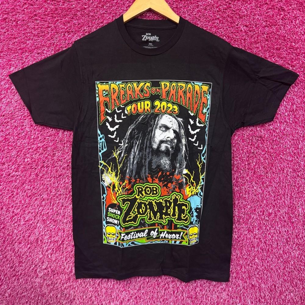 Rob Zombie Freaks on Parade Tour Промышленный Рок Группа Футболка M Унисекс Футболка