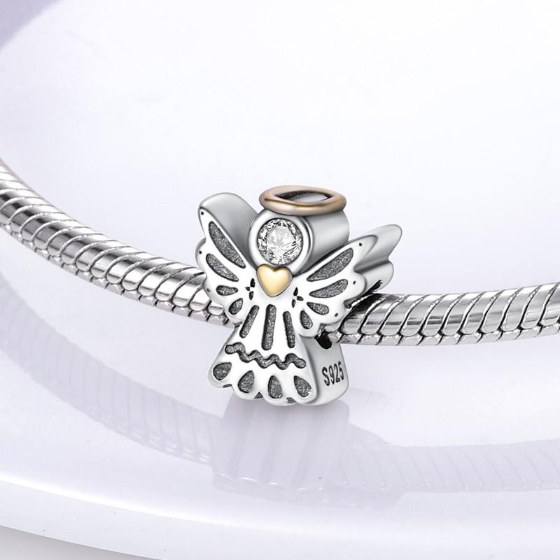 Медные Подвески Ангел Малыш Цирконий Форма Сердца Крылья Ангела Подвесные Бусины Подходят для Браслета Pandora Ожерелья DIY Украшения Маркировка