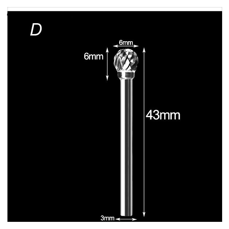 3mm Shank Drawing Tungsten Carbide Burr Milling Cutter Rotary Tool Double Diamond Cut for Dremel Metal Wood Electric Grinding