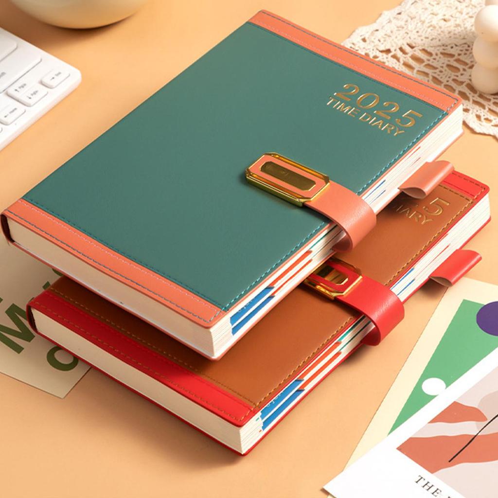 Кожаная книга учета рабочего расписания на 2025 год формата А5, страницы на английском/испанском/французском языках, ежедневник для студентов, блокнот, памятка