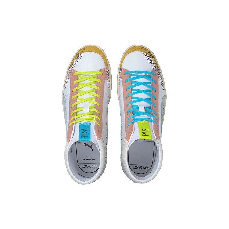 Michael Lau x Puma Ralph Sampson 70 Mid Scribble Унисекс Кроссовки Белый Синий-Светящийся 375197-01