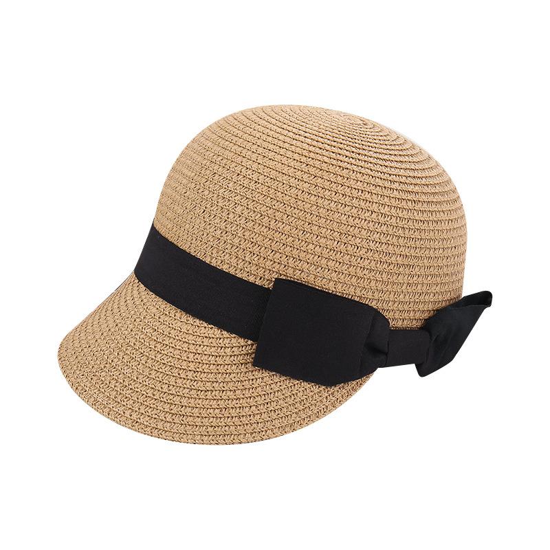 Casual hat bow dome equestrian hat cap women's travel sunshade sun protection beach straw hat top hat