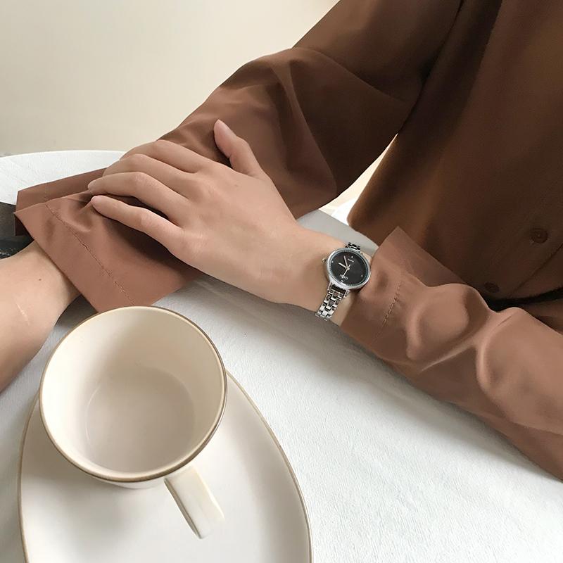Women'S Watch, Student StyleRound DialKorean Fashion, Simple And Vintage Design, Bracelet-Style Small Dial Wristwatch For Women.